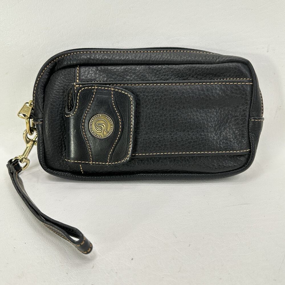 Ancala Country Club Wristlet Black Pebbled Leather Member Guest Lined Pocket Zip
